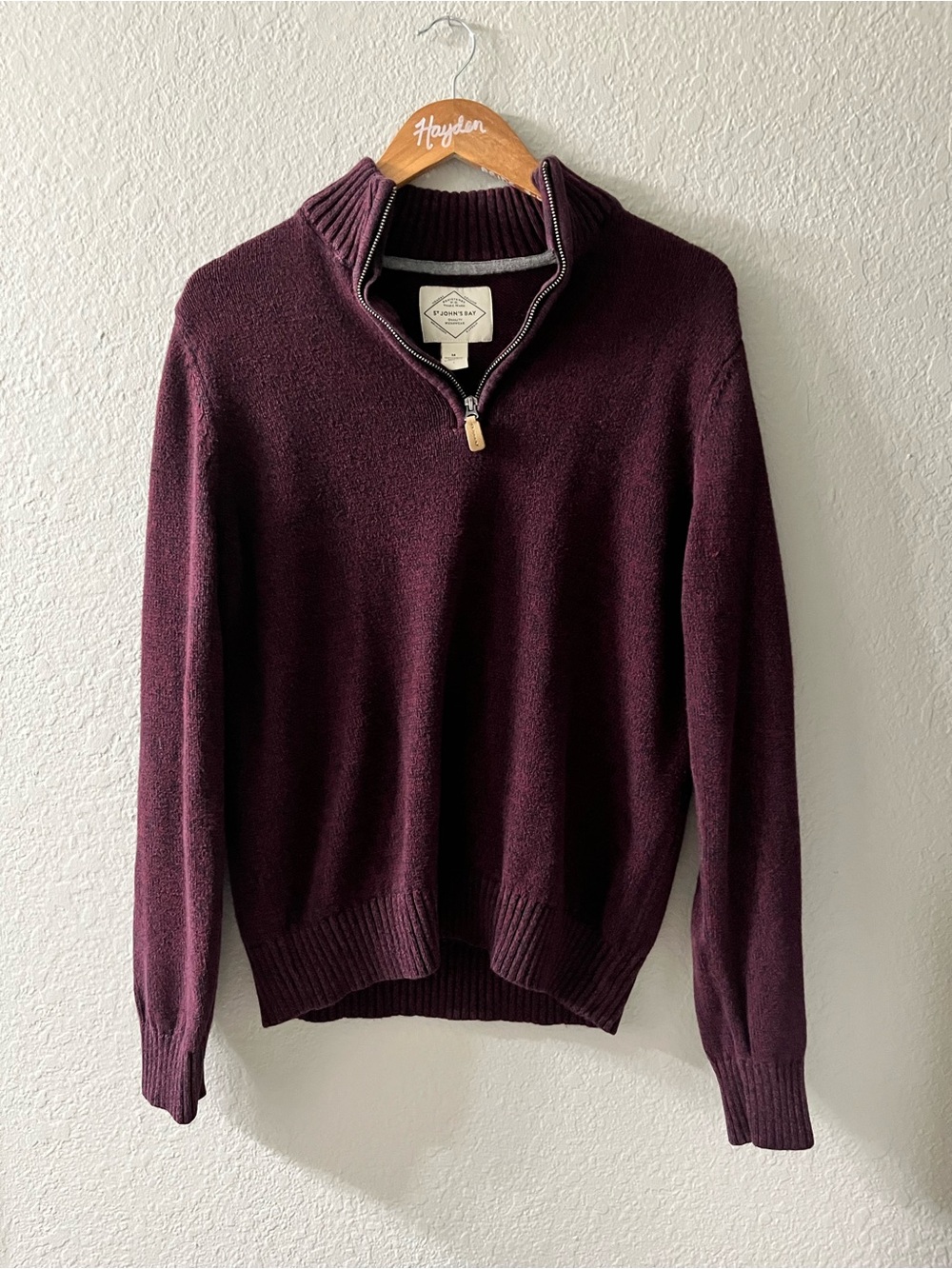 St John’s Bay Men's Half-Zip Sweater - Burgundy